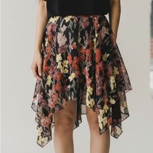 Climax by David Howard Vintage 70s 80s Sheer Floral Skirt Size Small Zip Closure